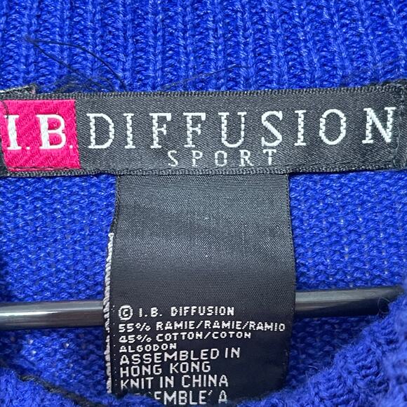 Knit Sweater Women's Medium Blue Church Stained Glass 80s Vintage Art To Wear - Picture 6 of 15